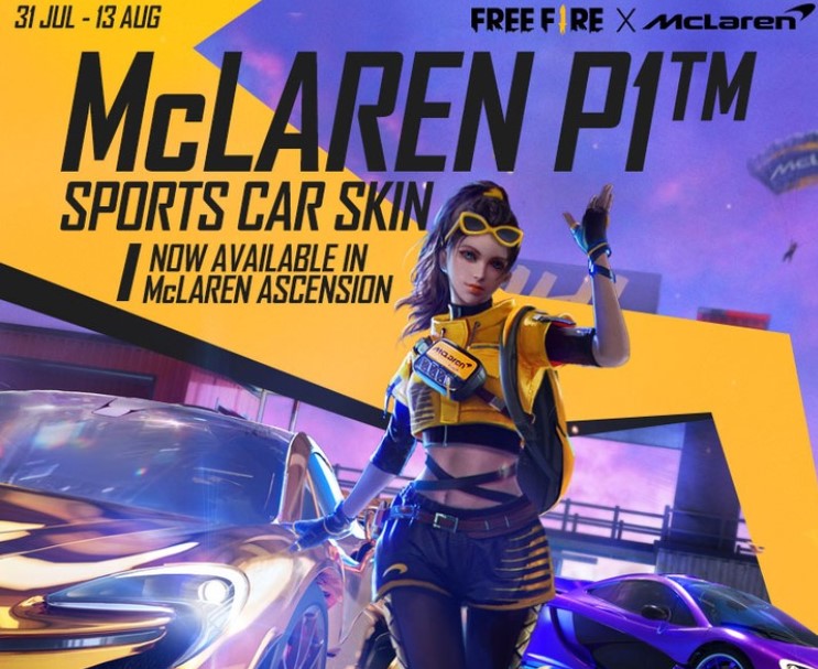 Garena Free Fire McLaren Ascension Event Get McLaren P1 Car Skins