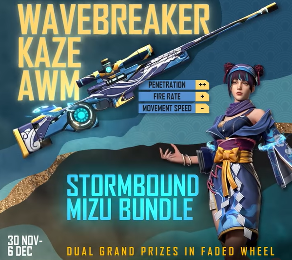 Garena Free Fire Faded Wheel Event Get Dual Prizes Of Wavebreaker Kaze