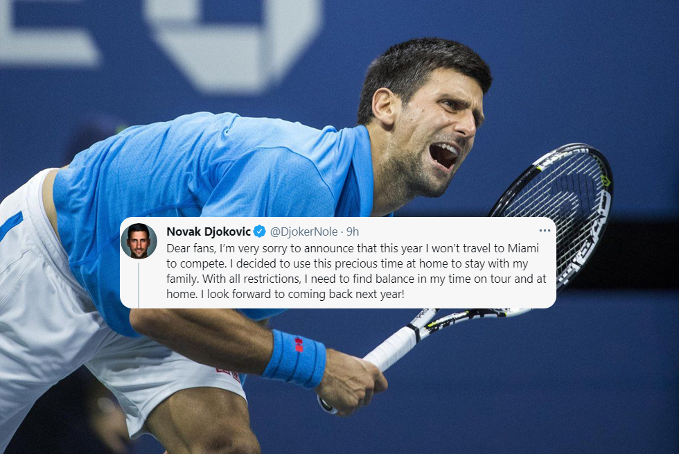 Miami Open Novak Djokovic Withdraws From Miami Open Citing Covid Restrictions Inside Sport India