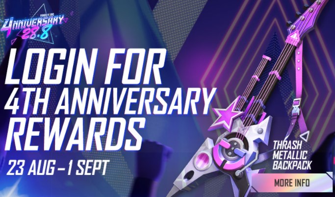 Garena Free Fire - Log in starting from today until the 30th August to get  Anniversary rewards including the ultimate rewards, Maniac Jinx Backpack on  the 6th login day. 🎒🎊 #JoinTheEvolution #23August #
