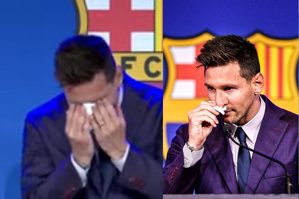 FC Barcelona Lionel Messi: Messi video crying as he announce departure