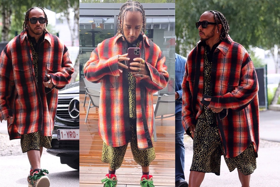 Lewis Hamilton Wears Custom Burberry at Belgian GP