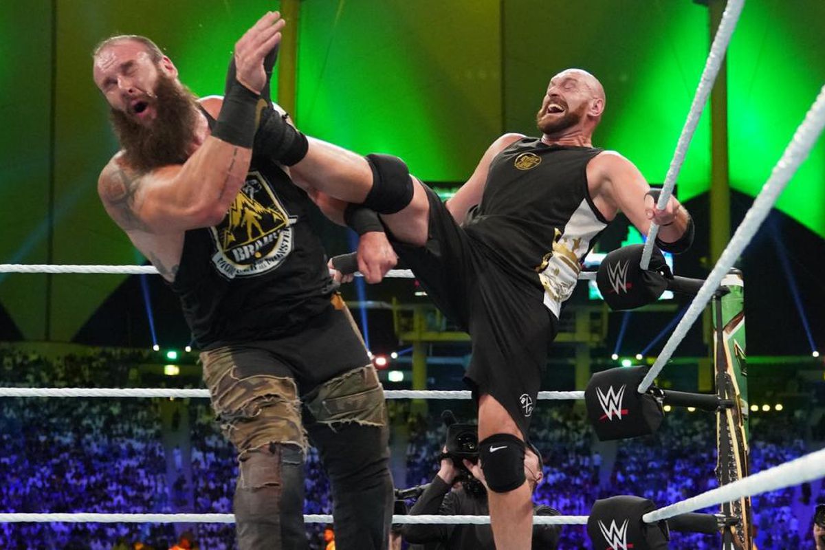 Tyson Fury and Braun Strowman go at it in the ring on Monday Night