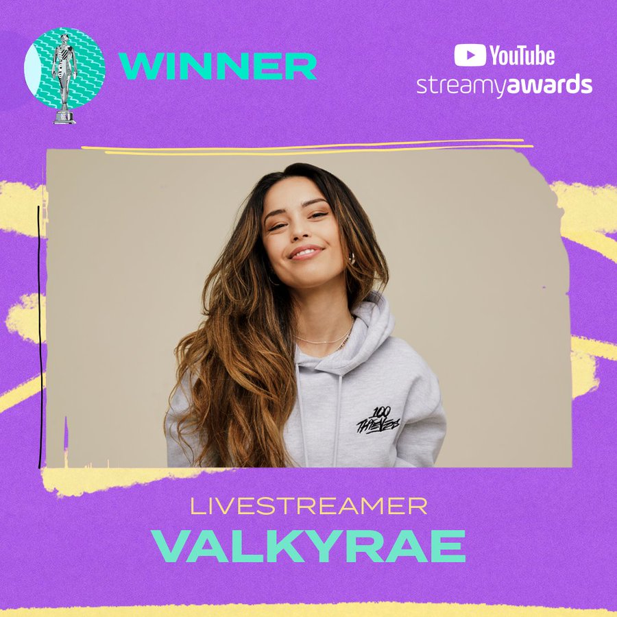 YouTube Streamy Awards Valkyrae won the Live Streamer Award