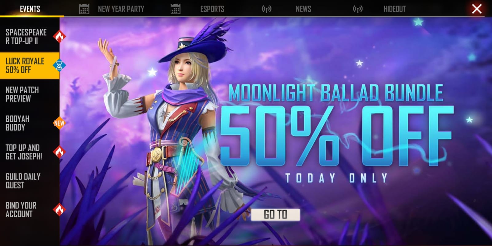 Diamond Royale is now having a 50% off - Garena Free Fire