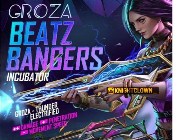 Free Fire Groza Beatz Bangers Incubator: Get Groza Thunder Electrified and many more items from the event, Check More Details