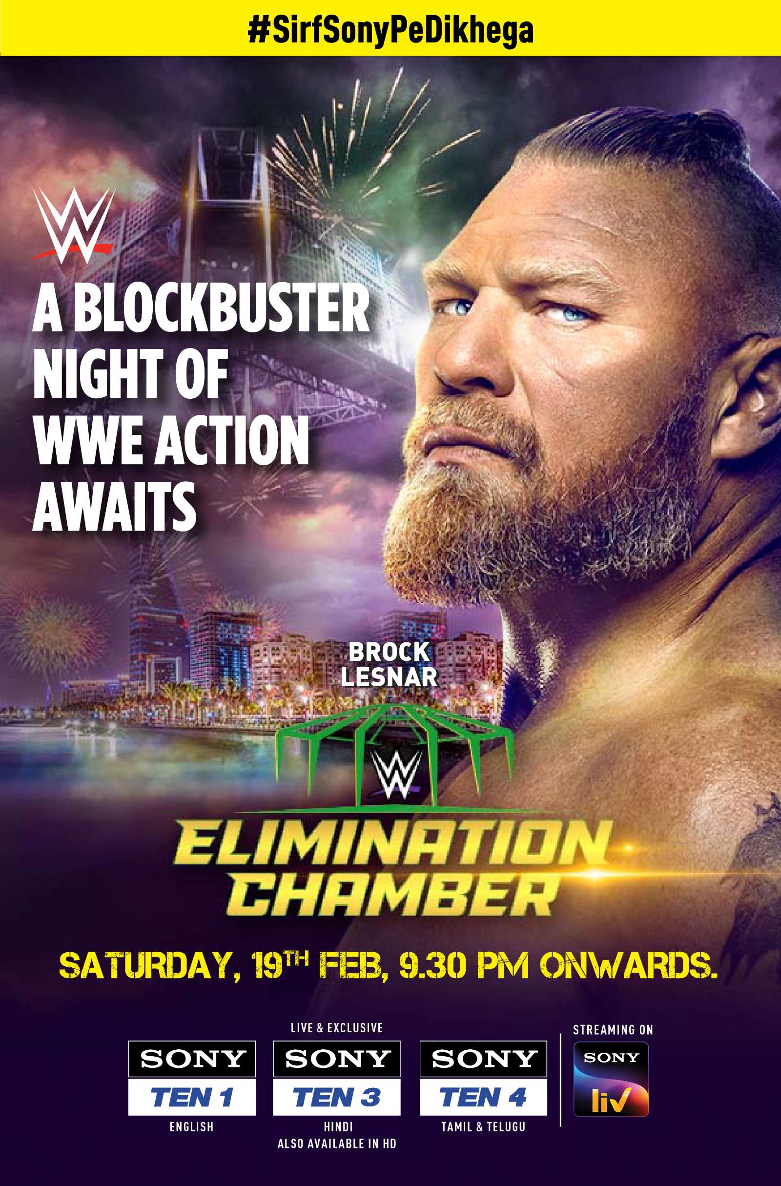 WWE Elimination Chamber Live Broadcast for free on Sony