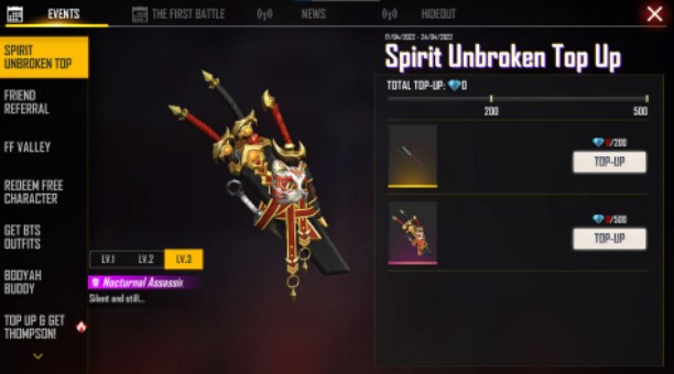 How to top up Free Fire diamonds to get free legendary skins this week