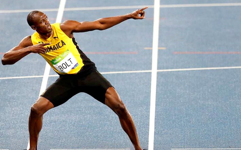 Usain Bolt celebration trademark Iconic celebration pose of Usain Bolt