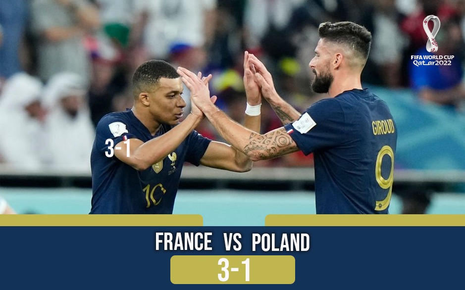 France vs Poland Highlights: Magical Mbappe, History maker Giroud star as  France KNOCK Poland out with 3-1 win - Watch Highlights