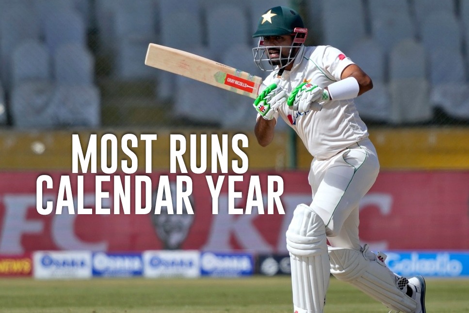 Most Runs Calendar Year Babar Azam completes 1,000 Test runs in a year