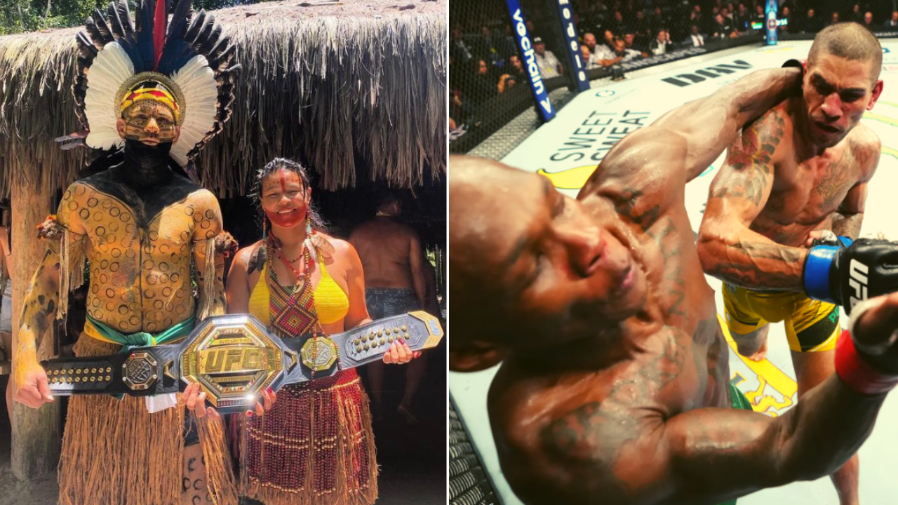 LOOK: Proud Brazilian UFC Champ Alex Pereira Brings His World Championship  to His Native Tribe - EssentiallySports