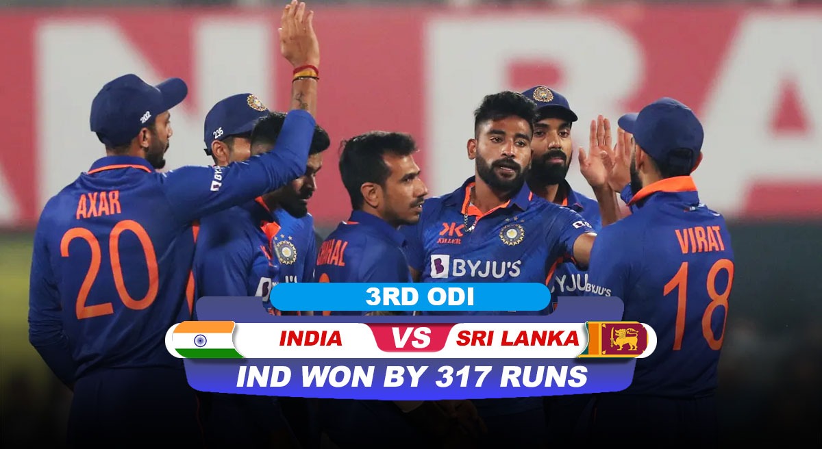 IND vs SL Highlights India registers WORLD RECORD 317run win over