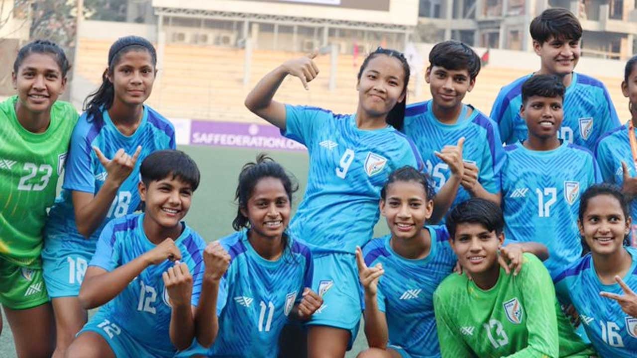 SAFF U20 Women's Championship India maul Bhutan 120 in SAFF U20