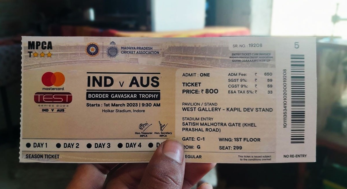 australia tour of india 3rd test tickets