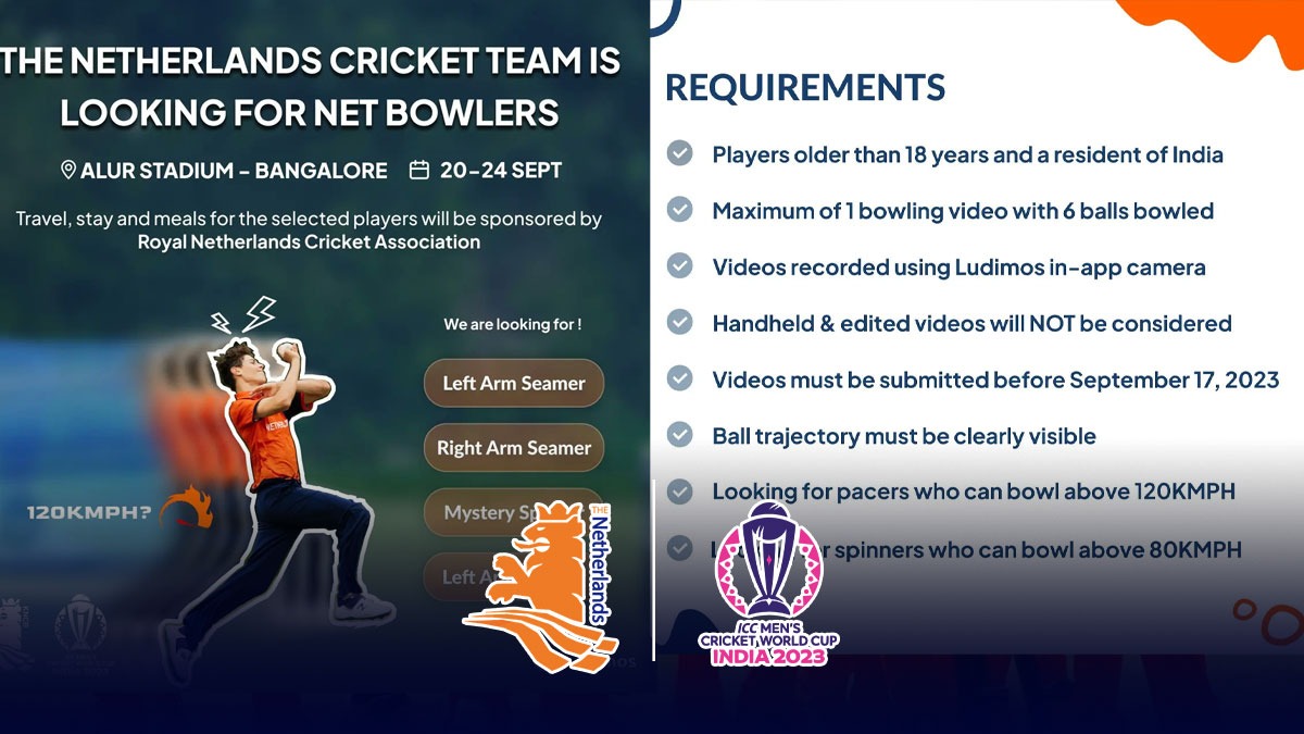 Netherlands Cricket Team has invited Indian pacers & spinnersnet bowlers for World Cup 2023 training camp at Alur