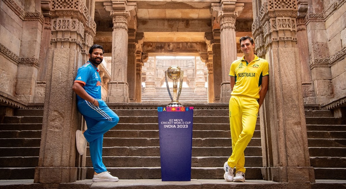 Rohit Sharma and Pat Cummins Strike a Pose at Adalaj Stepwell before World Cup Final